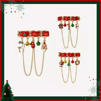 Рождественская серия брошь цепочка кулон лось Санта ткань корсаж креативные праздничные украшения для женщин