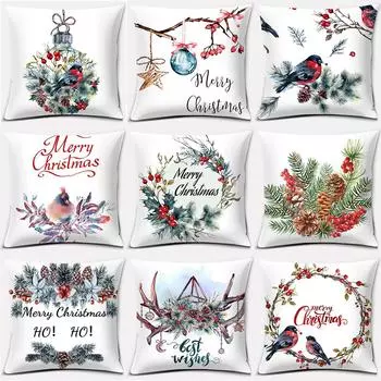 Рождественская серия наволочка с принтом для дома, гостиной, дивана, офиса, декоративная подушка, чехол для подушки 45*45 см 40X40CM