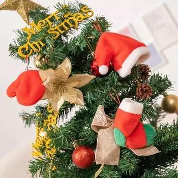 Рождественская серия Пряничный плюшевый кукольный кулон Домик Венок Носки Перчатка Шапка Снеговик Дерево Мягкая игрушка Украшение на рождественскую елку about 10cm