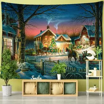 Рождественская серия «Снежная ночь», гобелен, настенный дом, мечта, колдовство, общежитие, гостиная, домашний декор 95x70cm