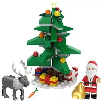Рождественская серия Строительные игрушки Санта-Клаус Лось Рождественская елка Украшение Детский набор строительных игрушек