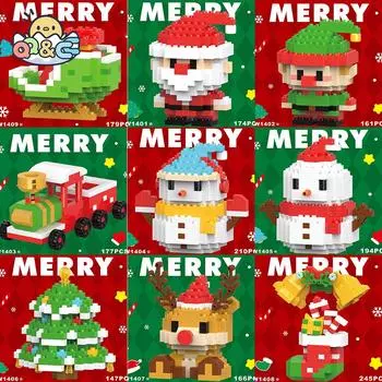 Рождественская серия строительных блоков Санта-Клаус олень головоломка сборка кирпичей украшение стола детские игрушки для ребенка рождественский подарок