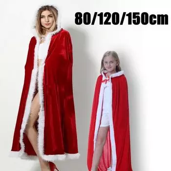 Рождественская шаль 80 см/120 см/150 см, накидка с капюшоном, костюм Санта-Клауса, костюмы для рождественского шоу, костюмы для косплея, зимнее теплое пальто 80cm красный
