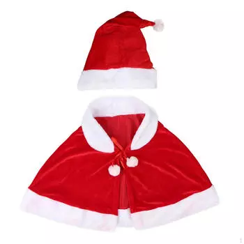 Рождественская шаль-накидка с шляпой Зимний подарок Санта-красного цвета для ролевых игр на сцене