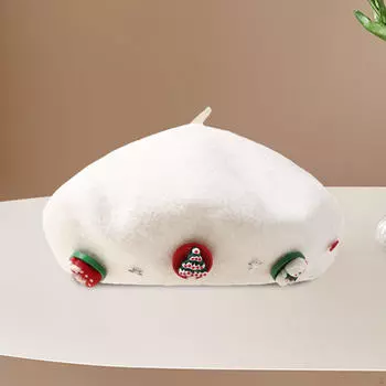 Рождественская шапка-берет для женщин на праздник, год, день рождения белый
