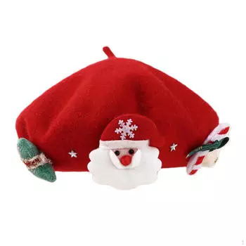 Рождественская шапка-берет женская французская шапочка для взрослых для путешествий красный
