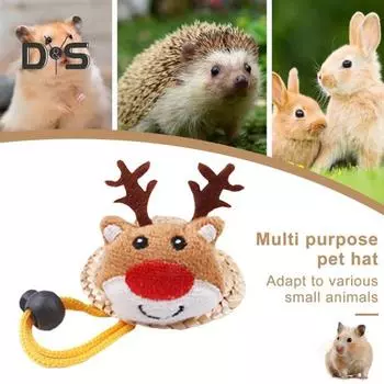 Рождественская шапка для хомяка, плюшевая соломенная шляпа с рогами оленя, аксессуар для костюма маленького животного для ежа, морской свинки Small A