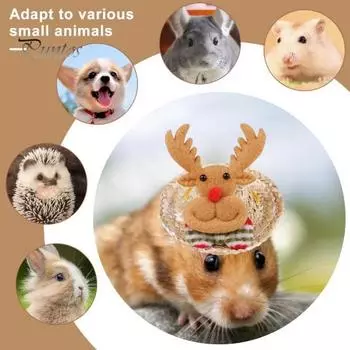 Рождественская шапка для хомяка, плюшевая соломенная шляпа с рогами оленя, аксессуар для костюма маленького животного для ежа, морской свинки Small A