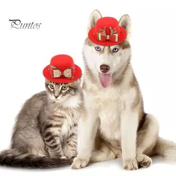 Рождественская шапка для питомца, милый бант, красная шапка, аксессуар для косплея, кошачья уличная шапка, мягкая удобная праздничная шапка, украшение для рождественских вечеринок A