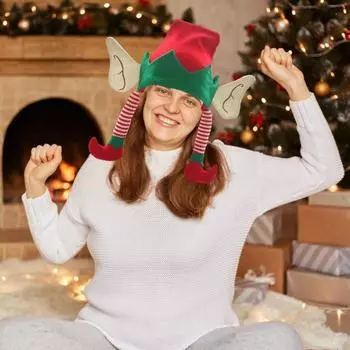 Рождественская шапка Ирландский день Эльф шапка мультфильм ножка декор контрастный цвет большое ухо