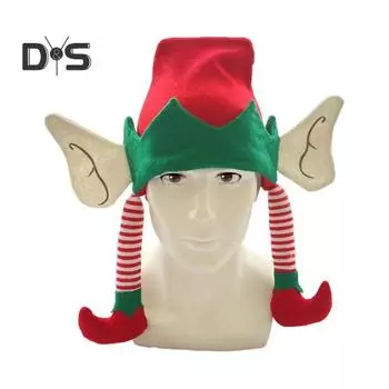 Рождественская шапка ирландского эльфа, мультяшный декор для ног, контрастный цвет, большие уши, шапка Санты, праздничный подарок, головной убор, праздничный костюм, реквизит красный