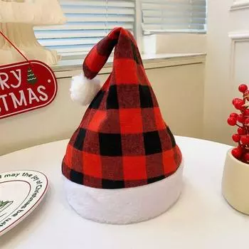 Рождественская шапка с блестками в виде снежинки Веселое рождественское украшение Красная плюшевая шапка в виде лося-оленя Подарок на Новый год Style19