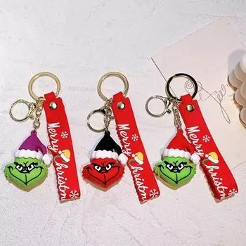 Рождественская шапка Санты, брелок, подвеска, силиконовое украшение для ключей, рюкзаков, креативная одежда для косплея, праздничный аксессуар чёрный