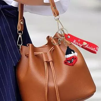 Рождественская шапка Санты брелок подвеска силиконовое украшение для ключей рюкзаки креативная одежда для косплея чёрный