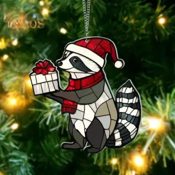 Рождественская шапка, украшение в виде животного, акриловое украшение для окна, праздничная подвеска в виде животного для двери, балкона, крыльца S B