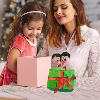 Рождественская шапка в виде мультяшной поддельной ноги, подарочная коробка в форме банта, декор для фото, головной убор, толстая зимняя шапка, праздничный подарок, головной убор, праздничный костюм, реквизит зелёный