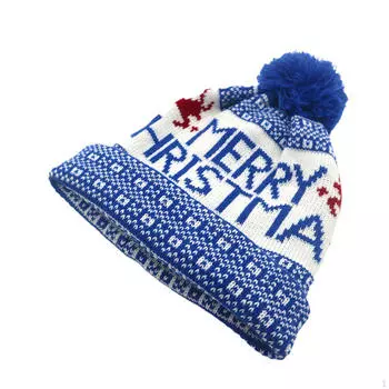Рождественская шапка вязаный костюм аксессуар шерстяной мяч для велоспорта лыжи катание на коньках синий