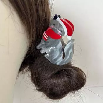 Рождественская шапка заколка для волос ацетат животное волос коготь уксусная кислота рождественская акула заколка ежедневно Christmas Cat