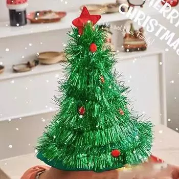 Рождественская шапка зеленая шапка Санты луковая проволока рождественская елка необычная\t\t позирующая креативная