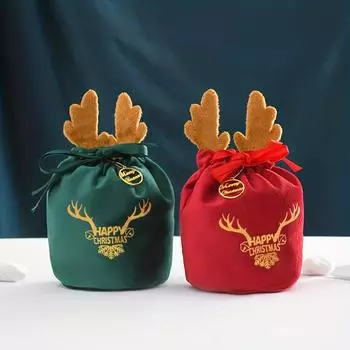Рождественская шикарная упаковка Упаковка с тянущимся канатом Мультяшный узор Отточенный праздничный подарочный пакет с дизайном рогов оленя