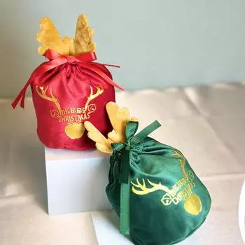 Рождественская шикарная упаковка Упаковка с тянущимся канатом Мультяшный узор Отточенный праздничный подарочный пакет с дизайном рогов оленя