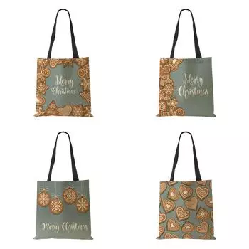 Рождественская шляпа в виде открытки со снежинкой, парусиновая сумка-шоппер, многоразовая сумка на плечо с Рождеством, 2022, большая вместительная сумка для хранения