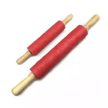 Рождественская скалка для тиснения для выпечки печенья, лапши, бисквита, помадки, теста для торта, гравированный ролик, силиконовая скалка