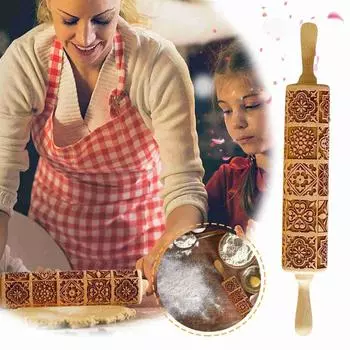 Рождественская скалка с гравировкой скалка с тиснением скалка