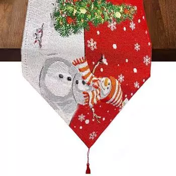 Рождественская скатерть Inyahome из хлопка и льна, декоративная скатерть с кисточками для рождественского ужина, украшения дома jacquard&33x183cm