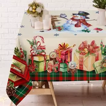 Рождественская скатерть Прямоугольный стол Рождественский снеговик Вечеринка и семейная вечеринка Украшение стола Необрастающая скатерть 40x70cm15x27inch