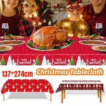 Рождественская скатерть Рождественские украшения Для дома Снеговик Санта-Елка Узор Стол Обложка Новый год Ноэль Подарок Рождественское украшение
