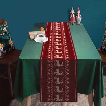 Рождественская скатерть с праздничным рисунком лося, прочная защитная скатерть для домашнего праздничного украшения красный