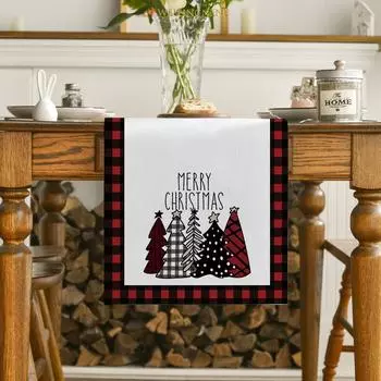 Рождественская скатерть в клетку, сезонная, для фермерского дома, праздничная скатерть, украшение для домашней вечеринки 33x150cm