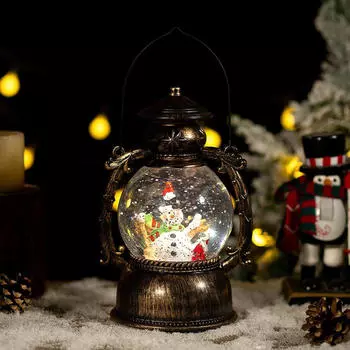 Рождественская скульптура музыкальная шкатулка портативный детский подарок освещенный глобус фонарь подвесной