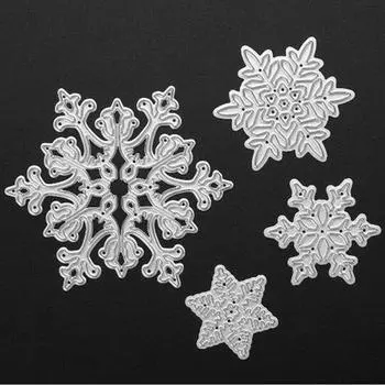 Рождественская снежинка из углеродистой стали с травлением и тиснением, нож из углеродистой стали, высечка, скребковый нож, штамп серебряный