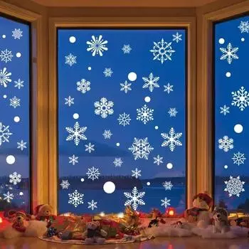Рождественская снежинка наклейка на стекло Санта-Клаус домашний декор украшения окна электростатические зимние плакаты новогодняя наклейка 16*35cm