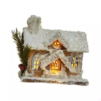 Рождественская снежная статуэтка дома со световым рождественским украшением для внутренней полки дома Style A