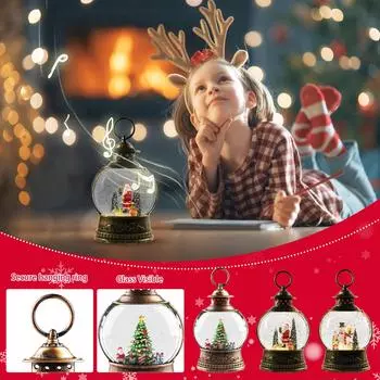 Рождественская снежная светящаяся сцена летающего Санты, музыкальная снежная вода, кружащаяся, сверкающее украшение для дома и подарок, работающая от батареек или USB, 100 мл One Size