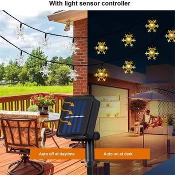 Рождественская солнечная гирлянда 8 режимов на солнечных батареях Снежинка на открытом воздухе Водонепроницаемая сказочная гирлянда для дома Рождественская елка сад 6.5M 30leds синий