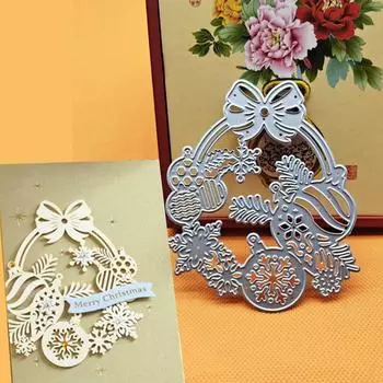 Рождественская сосновая шишка, снежный венок, дизайн, скрапбукинг, ремесло, штамп, 3D DIY, изготовление фестивальных карт серебряный