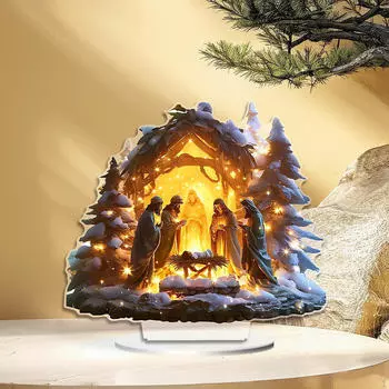 Рождественская статуэтка, акриловая статуэтка, Святое семейство, украшение стола для кабинетной вечеринки