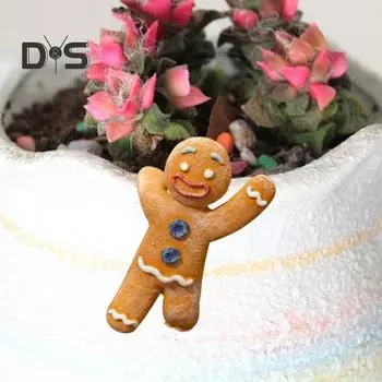 Рождественская статуэтка Gingersnap, цветочный горшок, ваза, подвесная рождественская статуэтка эльфа из смолы, скульптура для внутреннего и наружного использования, украшение для сада Gingerbread Man