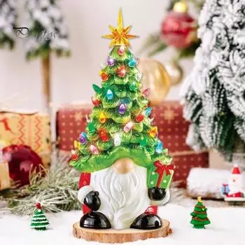 Рождественская статуэтка гнома из смолы с рождественской елочной шапкой для дома и улицы, рождественский декор интерьера для детей и женщин A