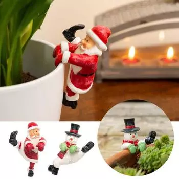 Рождественская статуэтка Санта-Клауса, цветочный горшок, ваза, обнимашка, подвесной снеговик, статуэтка из смолы, скульптура, украшение для дома и улицы, сад Santa Claus