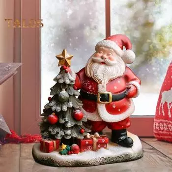 Рождественская статуэтка Санта-Клауса из смолы, стоящая рождественская елка, скульптура, украшение для рабочего стола в офисе, праздничное украшение красный
