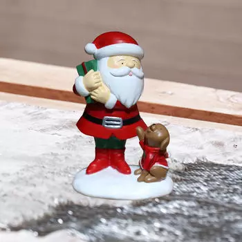 Рождественская статуэтка Санта-Клауса, коллекционная скульптура, настольный подарок на праздник, миниатюрная фигурка из смолы для with Puppy