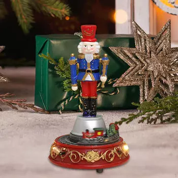 Рождественская статуэтка Щелкунчика и фигурка движущегося поезда Друг Подарочные коллекции из смолы Рождество Red Clothing Red Hat