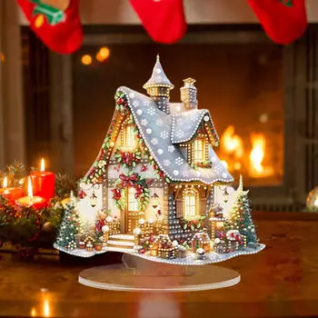 Рождественская статуэтка, снежный домик, статуэтка, подарочное изделие, праздничные атрибуты, акриловая скульптура, настольное украшение
