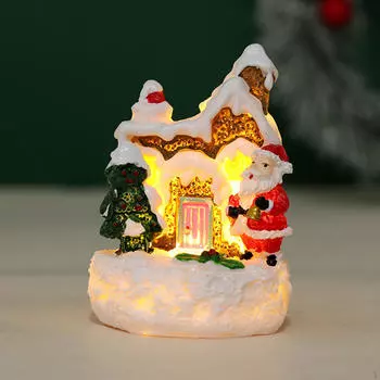 Рождественская статуэтка в виде деревенского домика, коллекция произведений искусства, скульптура из смолы, украшение для рабочего стола Santa Claus w Bell