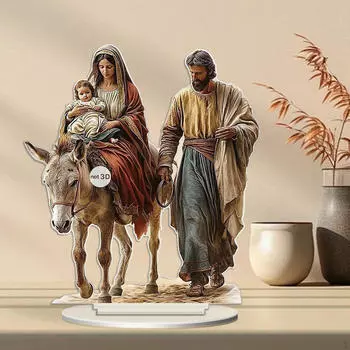 Рождественская статуэтка вертеп 2D плоская акриловая вывеска центральный элемент домашнего декора украшение стола святая